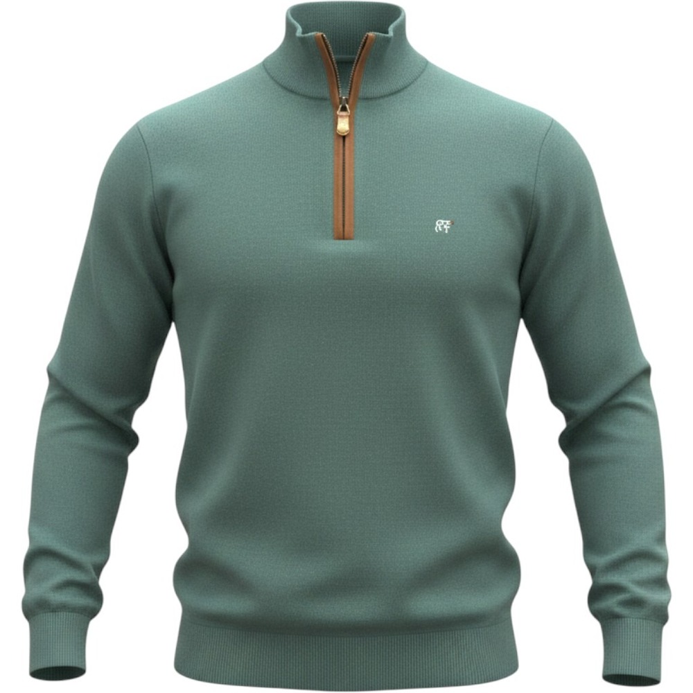 Southern Point Co Mens Pullover Sweater S Green 1/4 Zip 100% Cotton